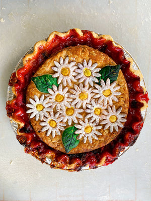Hand Painted Raspberry Rhubarb Pie