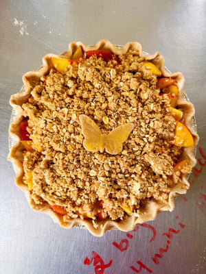 Peach Cherry Crumble Pie