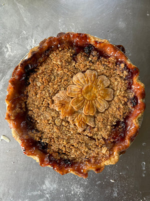 Peach Cherry Crumble Pie
