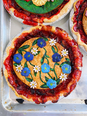 Gluten Free Hand Painted Strawberry Rhubarb Pie