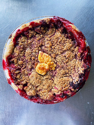 Raspberry Rhubarb Crumble Pie