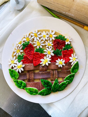 Hand Painted Strawberry Rhubarb Pie