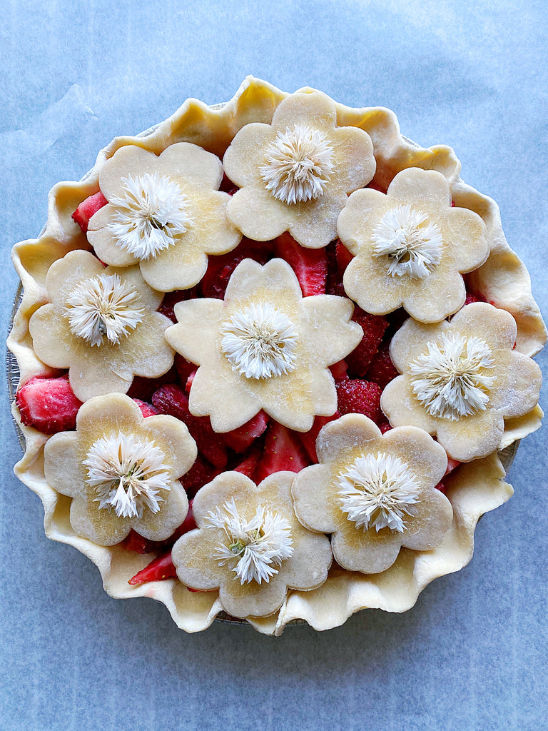 Edible Flower Strawberry Pie