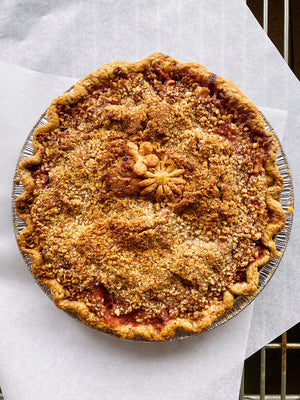 Rhubarb Almond Crumb Pie