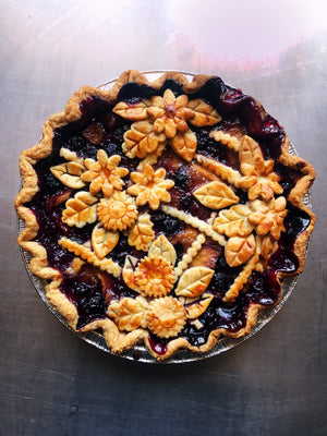 White Peach Blueberry Ginger Pie