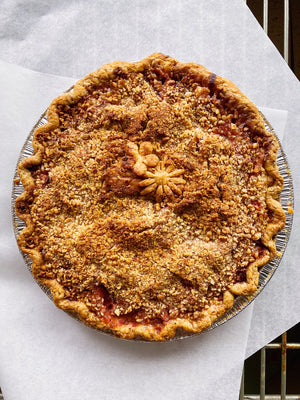 Rhubarb Ginger Crumb Pie