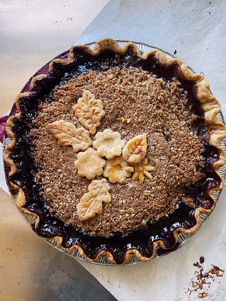 Blueberry Pear Crumble Pie