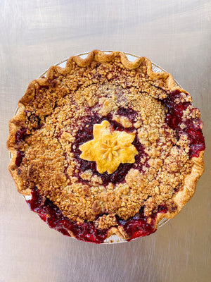 Orange Raspberry Pie with Walnut Streusel
