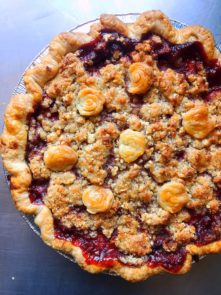 Brown Sugar Strawberry Pie with Almond Streusel