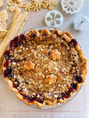 Blackberry Rhubarb Crumble Pie