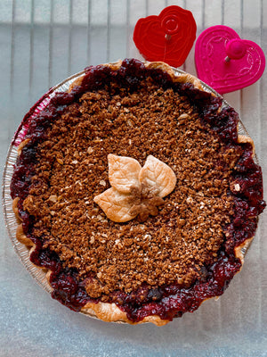 Raspberry Cocoa Crumble Pie