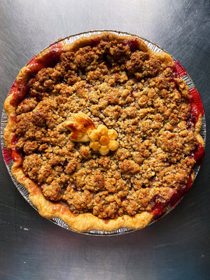 Raspberry Pear Pie with Walnut Crumble